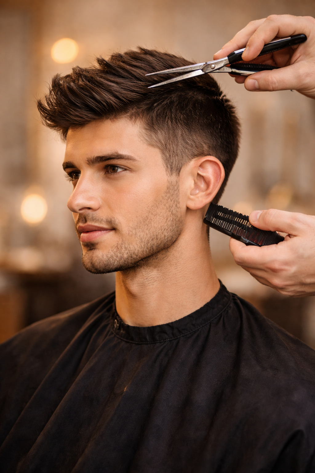 Modern haircut and styling
